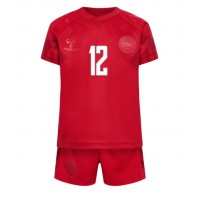Dänemark Kasper Dolberg #12 Fußballbekleidung Heimtrikot Kinder WM 2022 Kurzarm (+ kurze hosen)